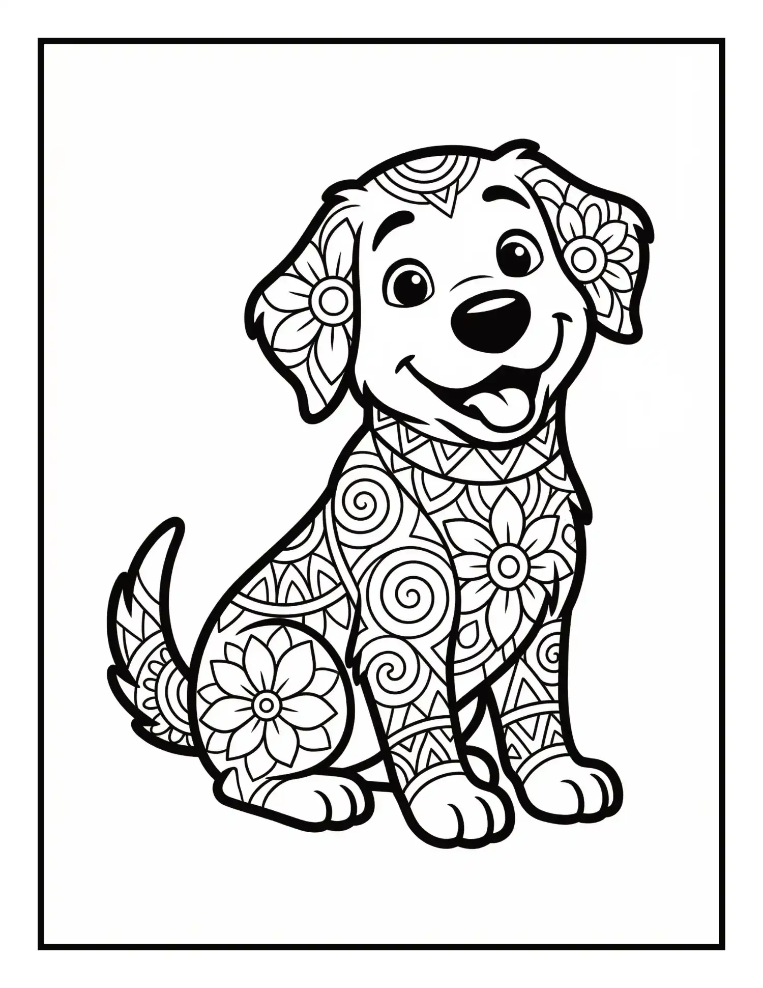 Hund Mandala Ausmalseite